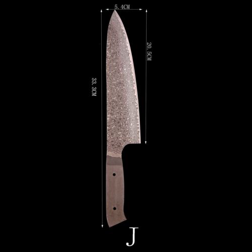 Damascus Steel Chef Knife Blank Blade DIY Tool Home Hobby Kitchen Craft Material