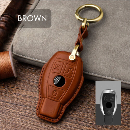 Handmade Genuine Leather Craft Car Key Fob Case Cover Fore Benz Keychains bag