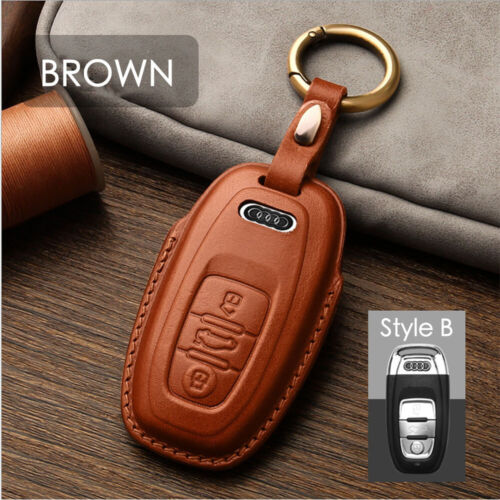 Handmade Genuine Leather Craft Car Key Fob Case Cover For AUDI Keychains bag