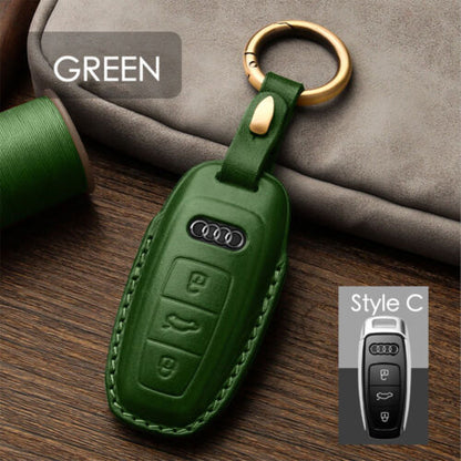 Handmade Genuine Leather Craft Car Key Fob Case Cover For AUDI Keychains bag