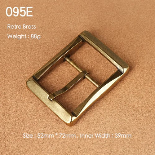Brass Belt Buckle for Men Leather Belt Pin Buckle Stainless Steel Vintage Style