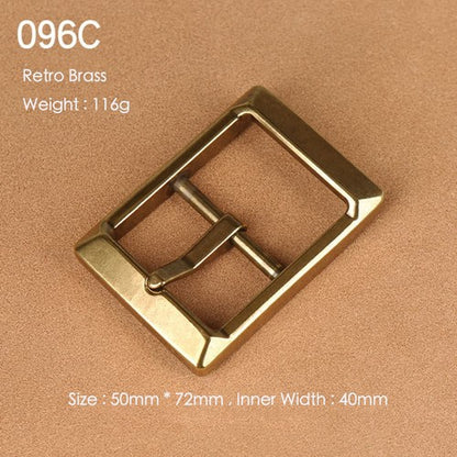 Brass Belt Buckle for Men Leather Belt Pin Buckle Stainless Steel Vintage Style