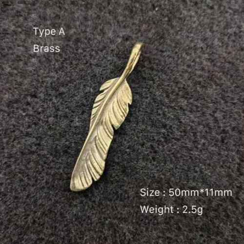 Artistic Brass Feather Design Pendant Keychain Wallet Bag Accessories Craft DIY