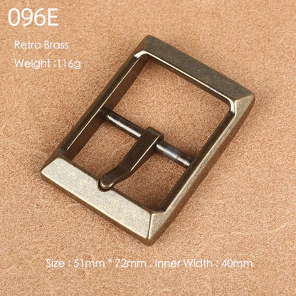 Brass Belt Buckle for Men Leather Belt Pin Buckle Stainless Steel Vintage Style