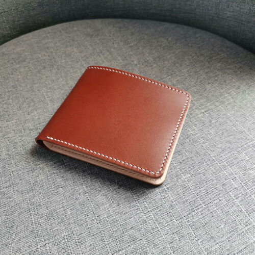 Handmade vegetable tanned leather wallet genuine cowhide card case stamping name