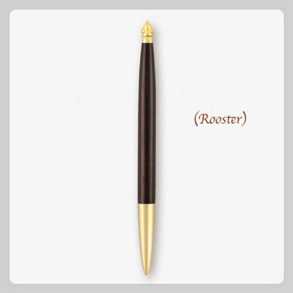 Brass Wood Zodiac Animal Design Signature Pen Customizable Logo Business Office Gift