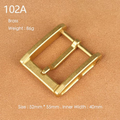 Brass Belt Buckle for Men Leather Belt Pin Buckle Stainless Steel Vintage Style