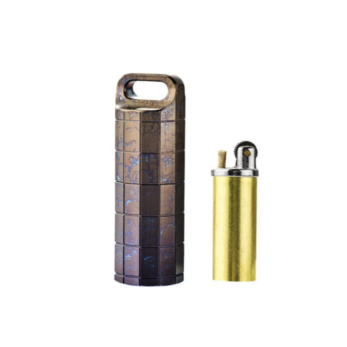 Titanium Waterproof Lighter Pill Case Box Travel Capsule Bottle Holder Container