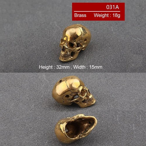 Brass Copper Skull Pendant Keychain Vintage Biker Style Creative Accessory