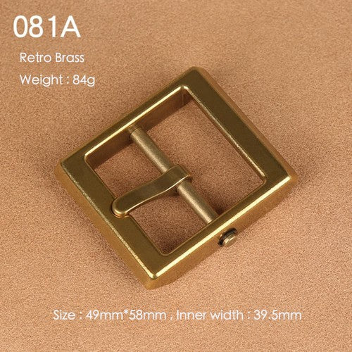 Brass Belt Buckle for Men Leather Belt Pin Buckle Stainless Steel Vintage Style