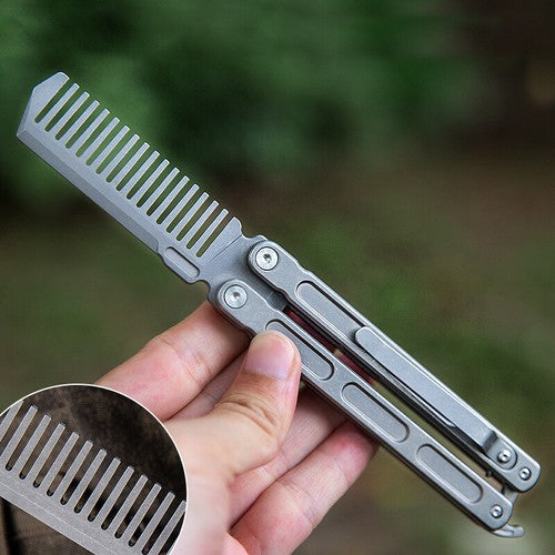 Titanium Practice Balisong Butterfly Trainer Folding Knife bottle opener EDC