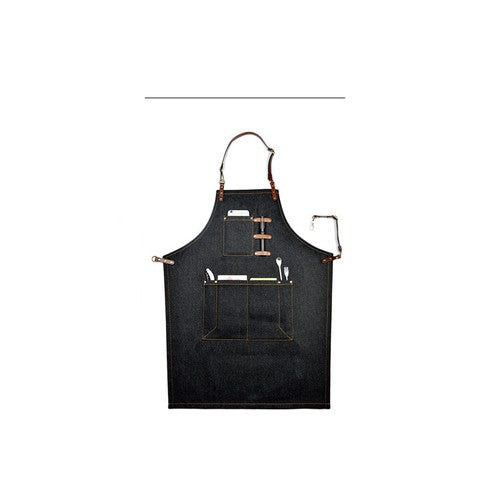 Jeans Denim Apron for Kitchen / Coffe Shop Studio Leather Craft Custom Made Logo