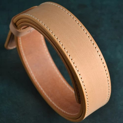 Handcrafted Italian Vegetable Tanned Leather Belt Strap with Hand Sewn Stitch