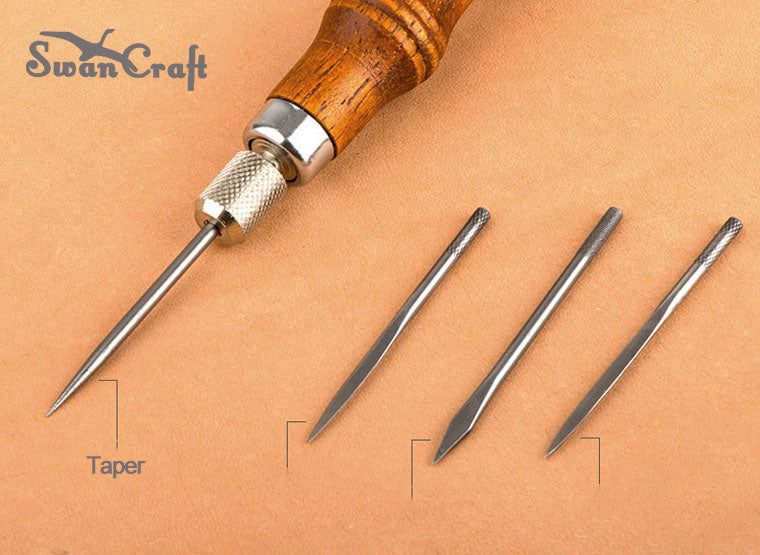 4in1 Awl(4 type) Wooden Handle Leather craft Stitching Tapered Sewing Tool