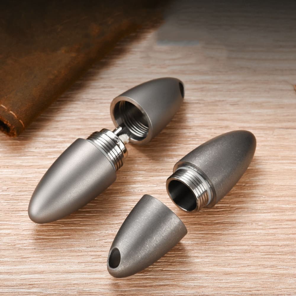 Titanium Mini Waterproof Olive Shape Pendant Waterproof Pill Case Box Travel Capsule Bottle Holder Container