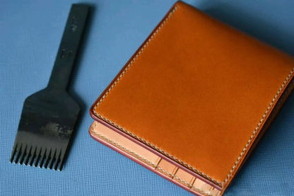 Handmade Vegetable Tanned Leather Wallet Genuine Cowhide Card Case Custom