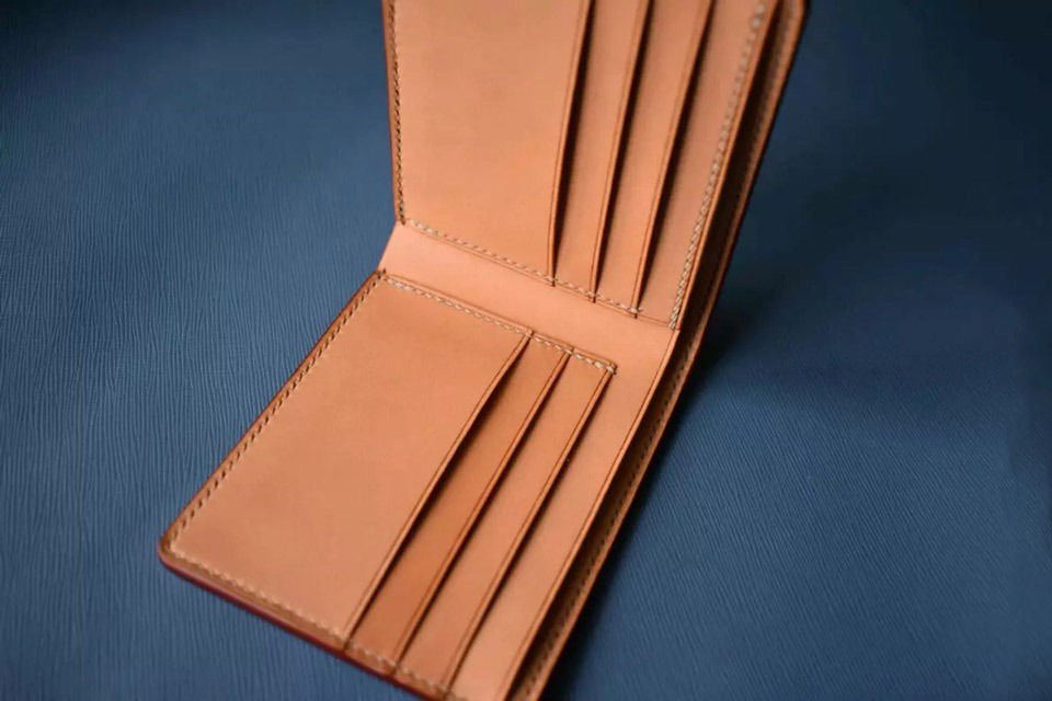 Handmade Vegetable Tanned Leather Wallet Genuine Cowhide Card Case Custom