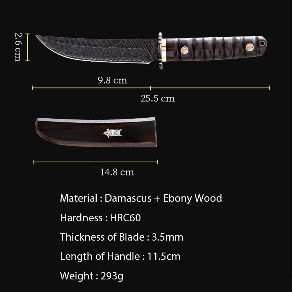 Hand Forged Japanese Style Damascus Fruit Knife Luxury Outdoor Camping Blade for Collection EDC Camping, Hunting, Self-defense Tactics, Practical Survival