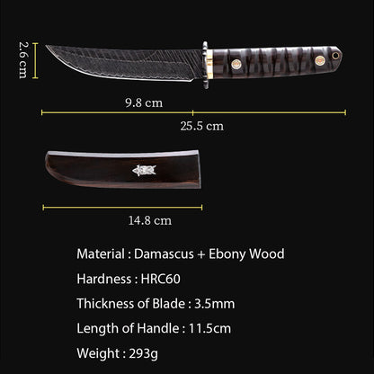 Hand Forged Japanese Style Damascus Fruit Knife Luxury Outdoor Camping Blade for Collection EDC Camping, Hunting, Self-defense Tactics, Practical Survival