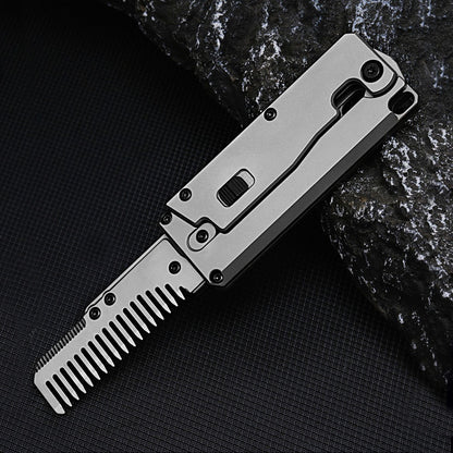 Titanium Folding Utility Knife with Replaceable Blade – Carrot Comb Style EDC Box Cutter Tool for Package Opening