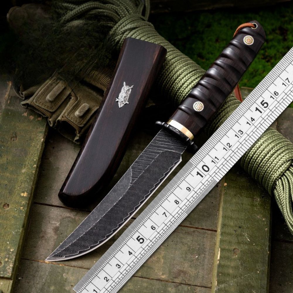 Hand Forged Japanese Style Damascus Fruit Knife Luxury Outdoor Camping Blade for Collection EDC Camping, Hunting, Self-defense Tactics, Practical Survival