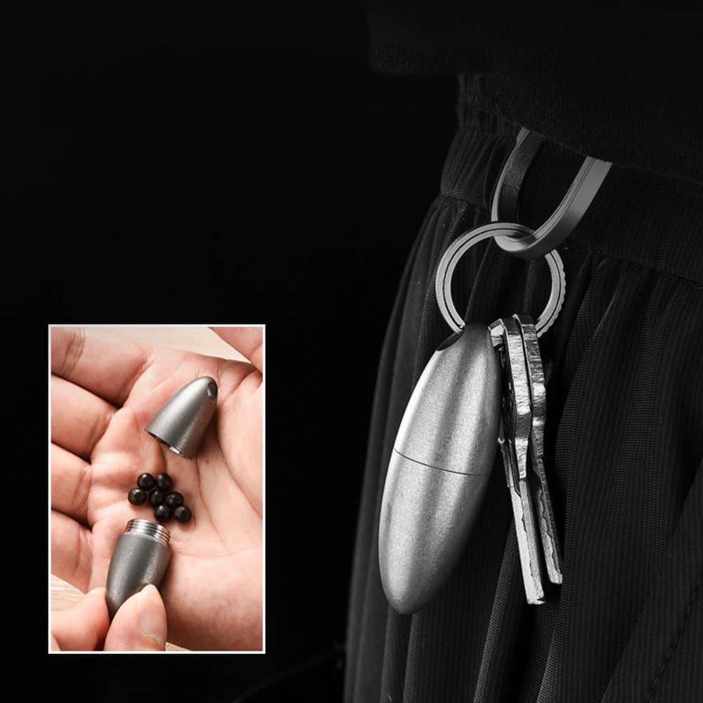Titanium Mini Waterproof Olive Shape Pendant Waterproof Pill Case Box Travel Capsule Bottle Holder Container