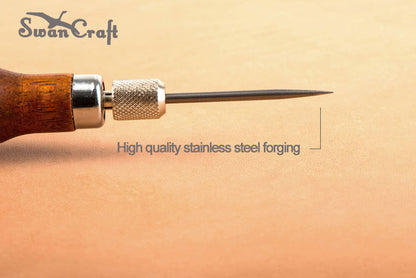 4in1 Awl(4 type) Wooden Handle Leather craft Stitching Tapered Sewing Tool