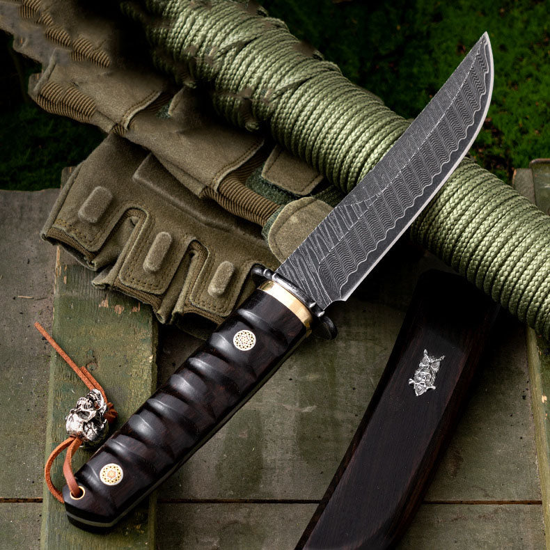Hand Forged Japanese Style Damascus Fruit Knife Luxury Outdoor Camping Blade for Collection EDC Camping, Hunting, Self-defense Tactics, Practical Survival