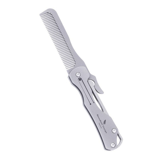 Peine plegable de bolsillo de titanio para exteriores, portátil y duradero, para cabello y barba