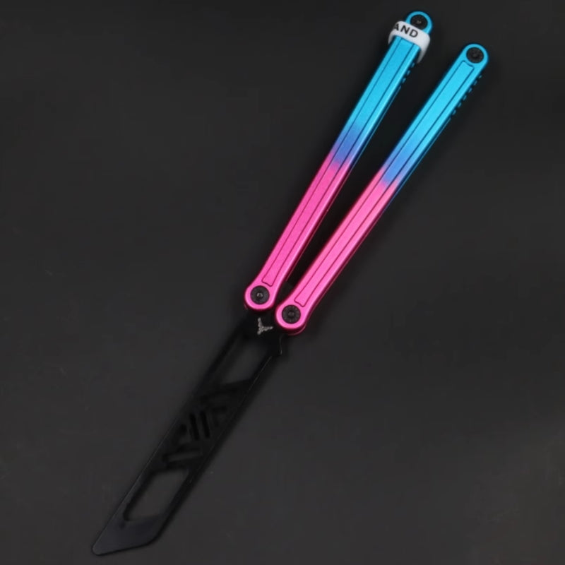 Double-Sided T10 Screw Aluminum Handle Balisong Butterfly Knife Trainer - Bushing Pivot System, Unsharpened Flipping Tool for Practice
