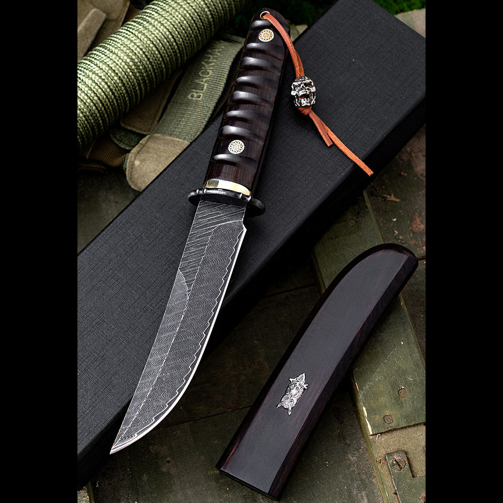 Hand Forged Japanese Style Damascus Fruit Knife Luxury Outdoor Camping Blade for Collection EDC Camping, Hunting, Self-defense Tactics, Practical Survival