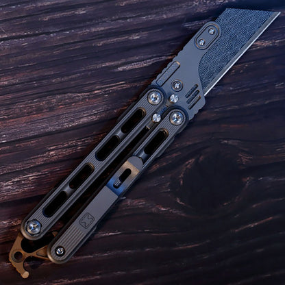 Titanium Practice Balisong Butterfly Trainer Folding Art Utility Knife bottle opener EDC Outdoor Toy