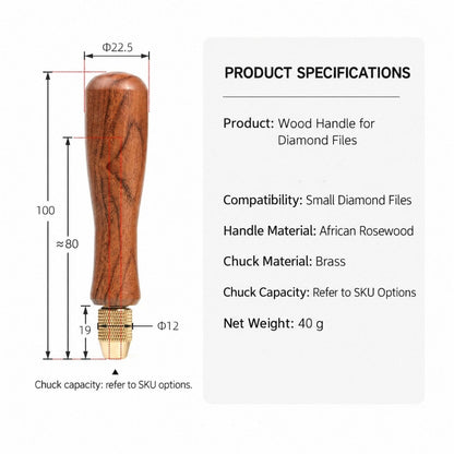 Titanium-Coated Diamond File with Solid Wood Handle for Metal Glass Stone