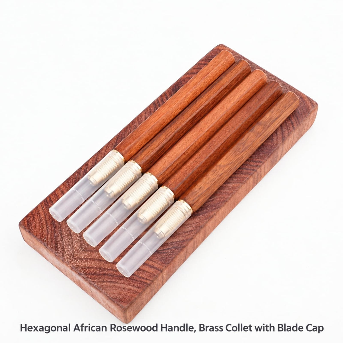 Hexagonal Wood Handle Carving Knife with Cap Replaceable Alloy Blade for Models