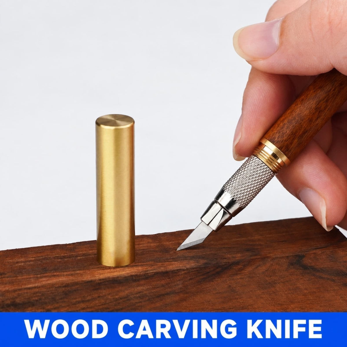 Brass & Wood Pen Knife Alloy Blade Precision Craft Tool for Paper Model Carving