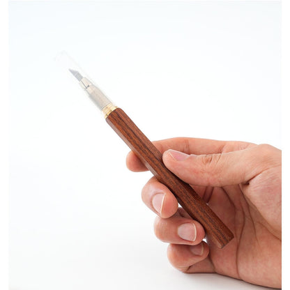 Hexagonal Wood Handle Carving Knife with Cap Replaceable Alloy Blade for Models