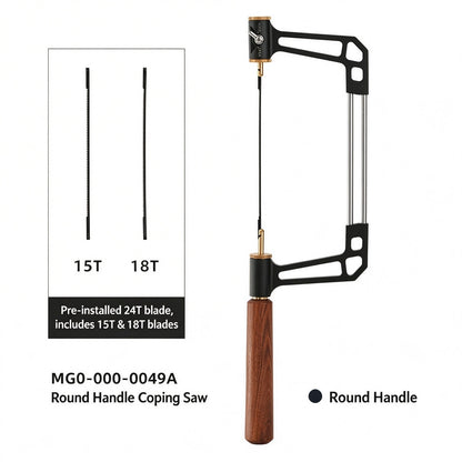 Wooden Handle Coping Saw, Replaceable Blade, Precision Wood Curving Saw Tool