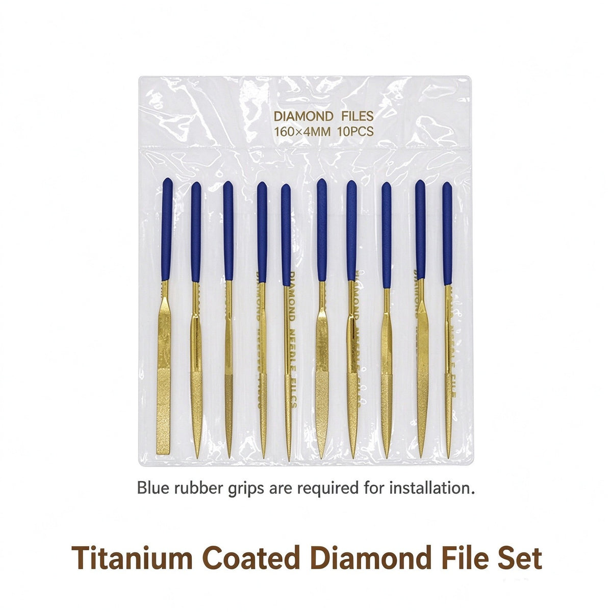 Titanium-Coated Diamond File with Solid Wood Handle for Metal Glass Stone