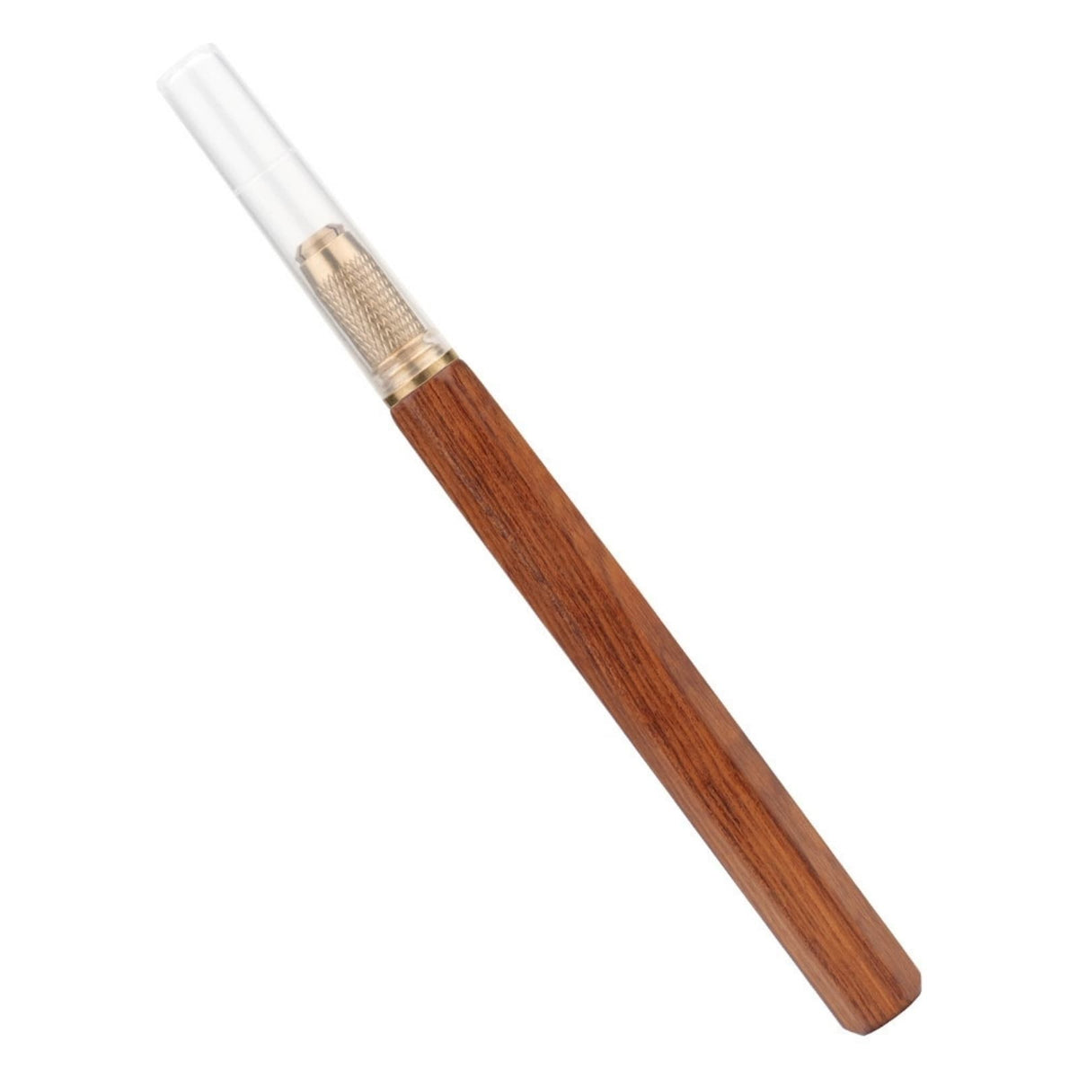 Hexagonal Wood Handle Carving Knife with Cap Replaceable Alloy Blade for Models