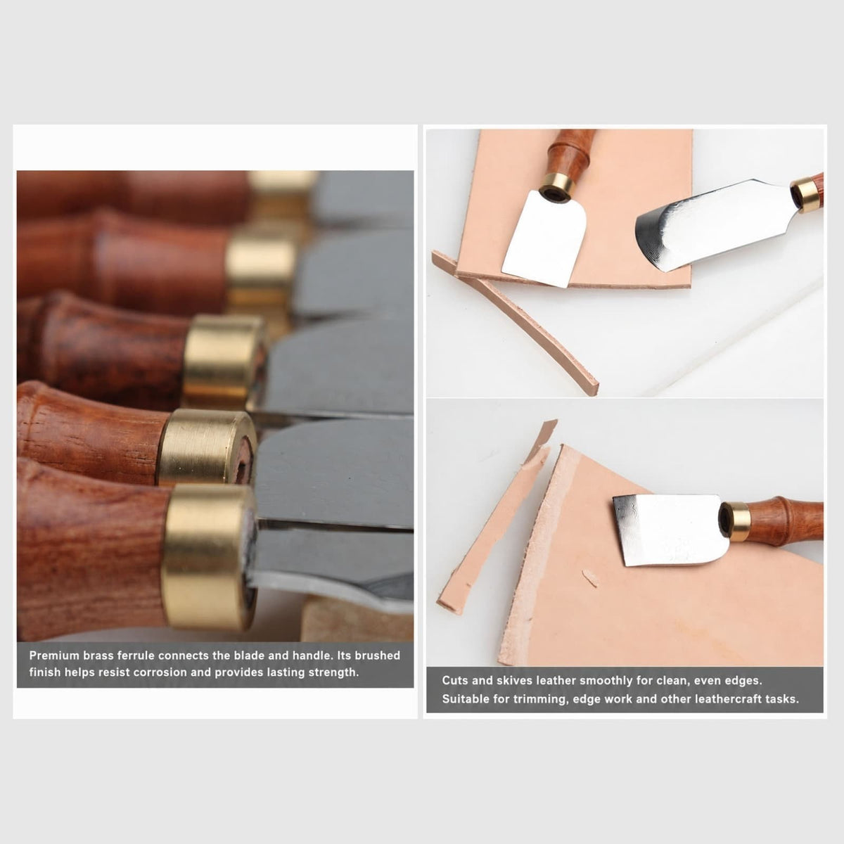Multi-Size Damascus Steel Leather Craft Skiving Knife Red Sandalwood Handle