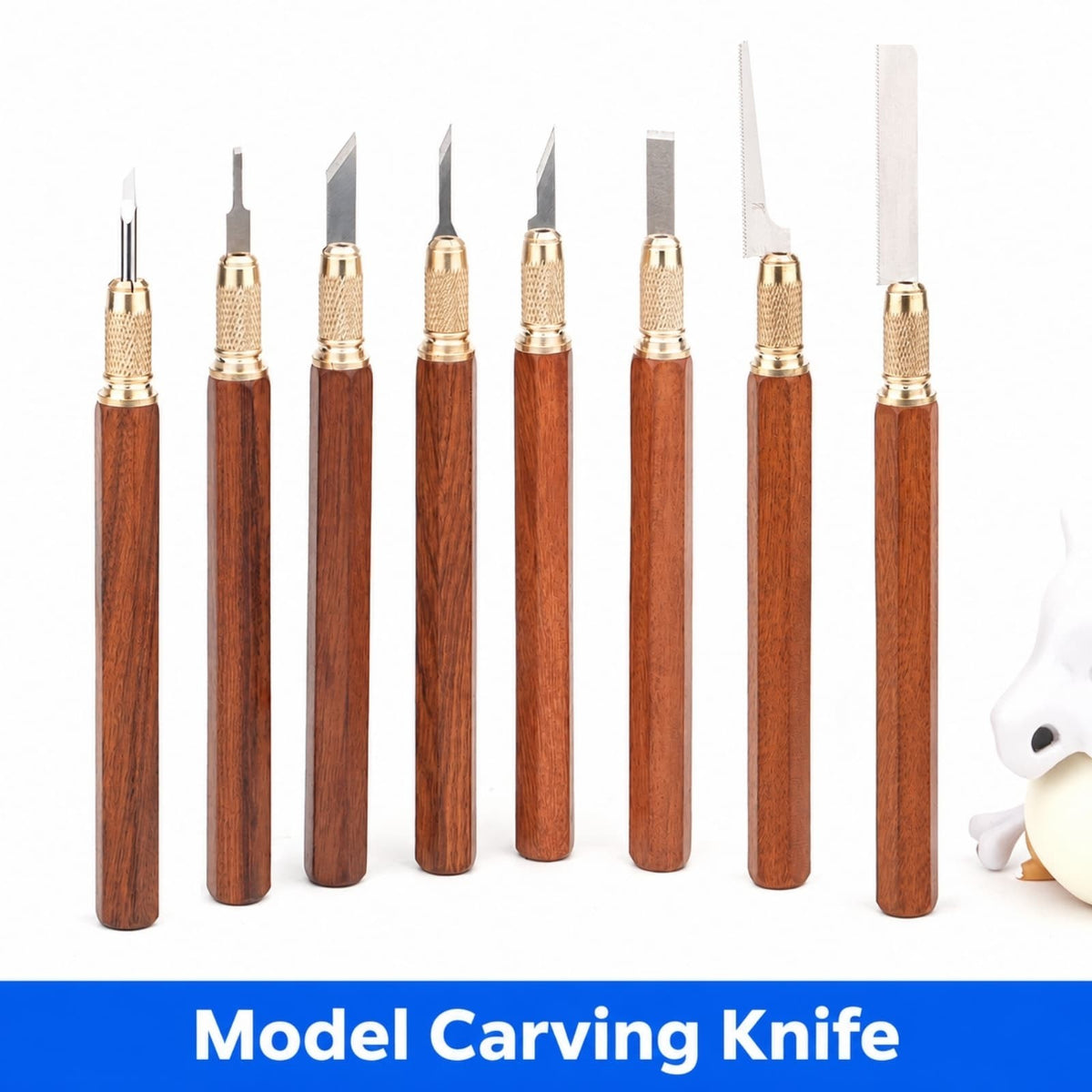 Hexagonal Wood Handle Carving Knife with Cap Replaceable Alloy Blade for Models