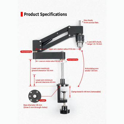 Aluminum Extrusion Cantilever Tapping Jig Drill Guide Vertical Hand Drill Mount