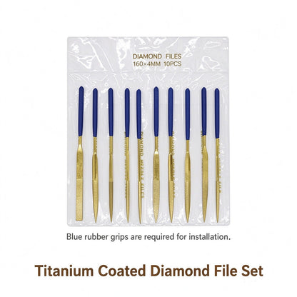 Titanium-Coated Diamond File with Solid Wood Handle for Metal Glass Stone