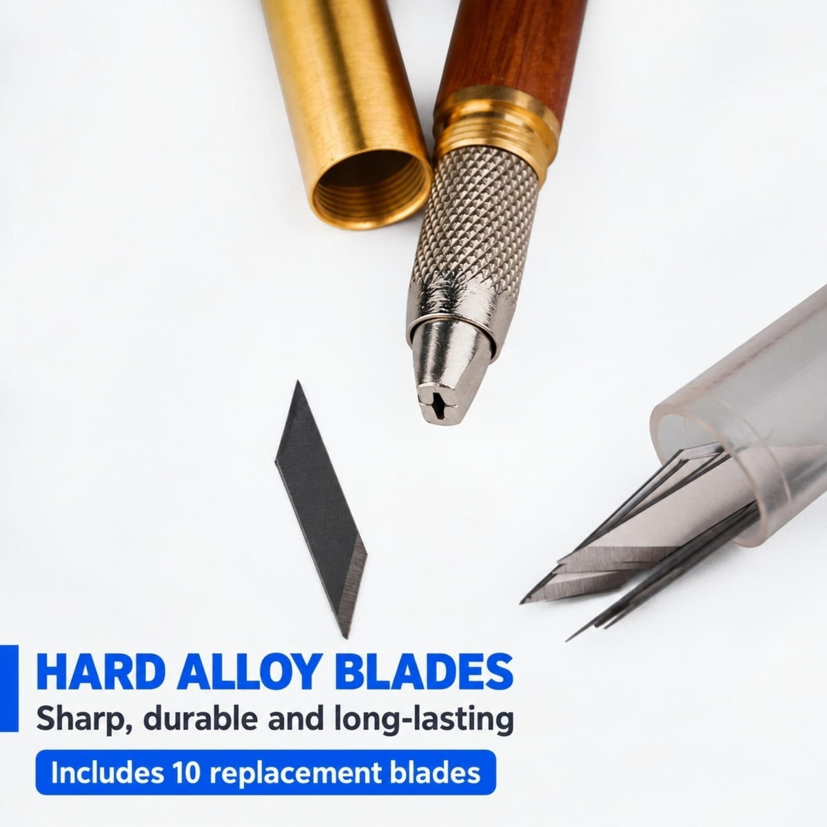 Brass & Wood Pen Knife Alloy Blade Precision Craft Tool for Paper Model Carving