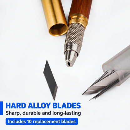 Brass & Wood Pen Knife Alloy Blade Precision Craft Tool for Paper Model Carving