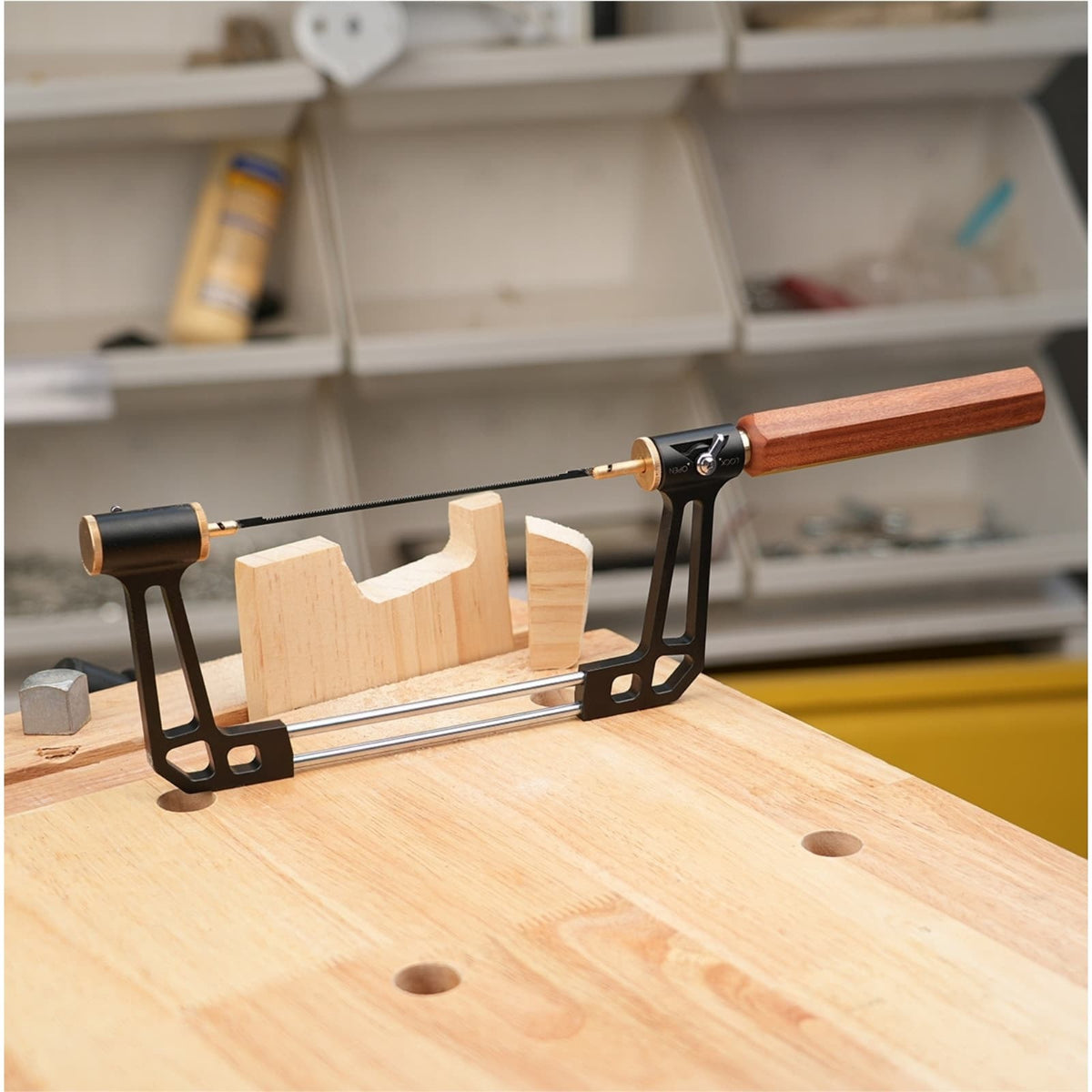 Wooden Handle Coping Saw, Replaceable Blade, Precision Wood Curving Saw Tool