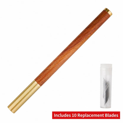 Brass & Wood Pen Knife Alloy Blade Precision Craft Tool for Paper Model Carving