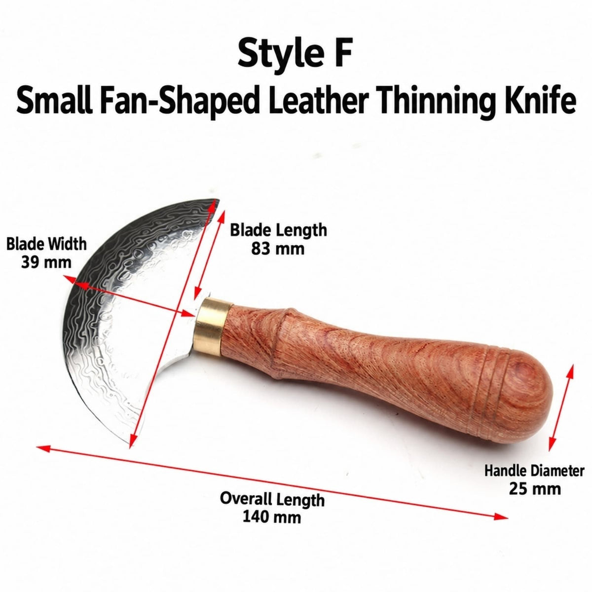 Multi-Size Damascus Steel Leather Craft Skiving Knife Red Sandalwood Handle