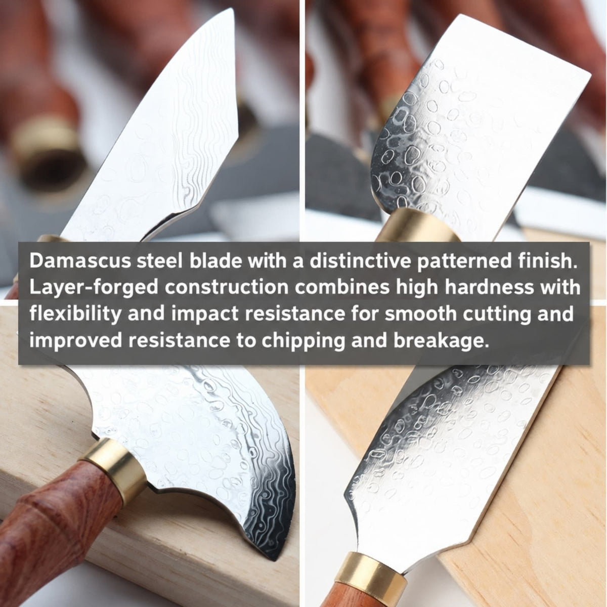 Multi-Size Damascus Steel Leather Craft Skiving Knife Red Sandalwood Handle