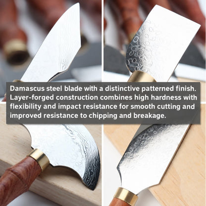 Multi-Size Damascus Steel Leather Craft Skiving Knife Red Sandalwood Handle